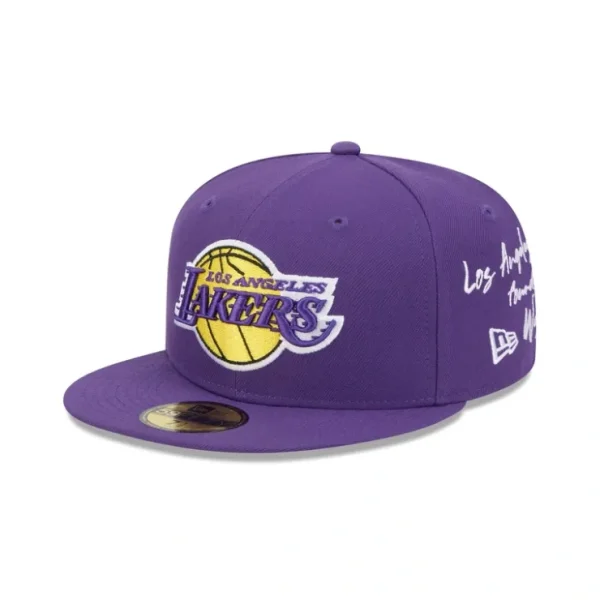 Caps* Los Angeles Lakers Team Verbiage 59FIFTY Fitted Hat - KTGCaps - Baseball caps for various teams, purchased online at a discount