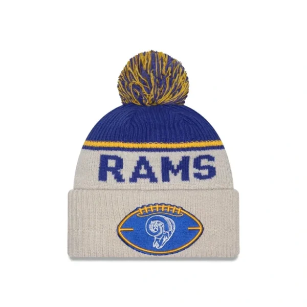 Caps* Los Angeles Rams 2024 Cold Weather Historic Pom Knit Hat - KTGCaps - Baseball caps for various teams, purchased online at a discount