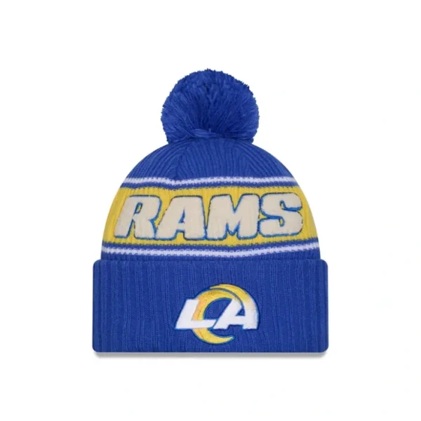 Caps* Los Angeles Rams 2024 Cold Weather Sport Pom Knit Hat - KTGCaps - Baseball caps for various teams, purchased online at a discount