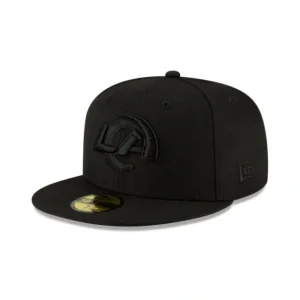 Caps* Los Angeles Rams Black On Black 59FIFTY Fitted Hat - KTGCaps - Baseball caps for various teams, purchased online at a discount