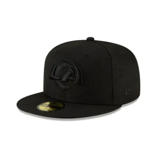 Caps* Los Angeles Rams Black On Black 59FIFTY Fitted Hat - KTGCaps - Baseball caps for various teams, purchased online at a discount