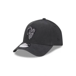 Caps* Los Angeles Rams Logo Essentials Black 9FORTY AFrame Snapback Hat - KTGCaps - Baseball caps for various teams, purchased online at a discount