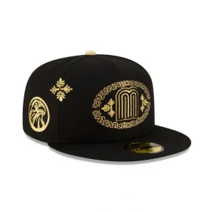 Caps* Mexico Baseball Black Gold Charro 59FIFTY Fitted Hat - KTGCaps - Baseball caps for various teams, purchased online at a discount
