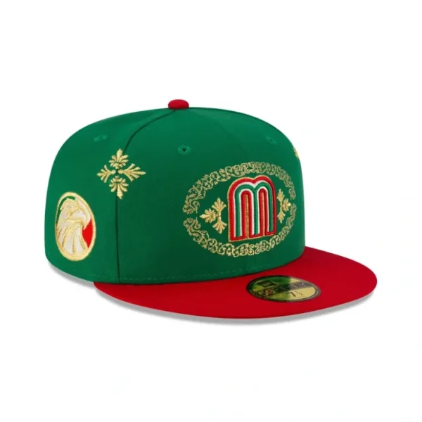Caps* Mexico Baseball Green Charro 59FIFTY Fitted Hat - KTGCaps - Baseball caps for various teams, purchased online at a discount