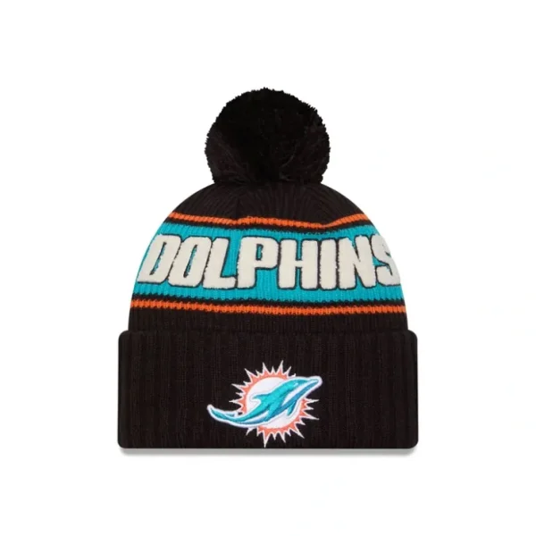 Caps* Miami Dolphins 2024 Cold Weather Black Pom Knit Hat - KTGCaps - Baseball caps for various teams, purchased online at a discount