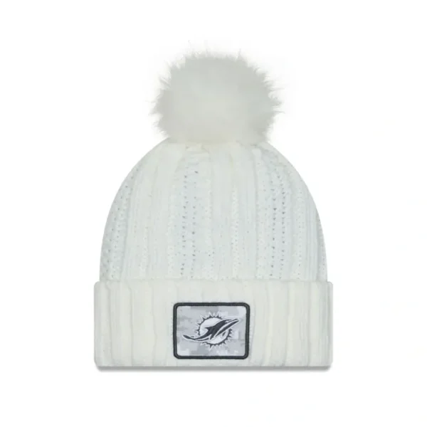 Caps* Miami Dolphins 2024 Salute to Service Womens Pom Knit Hat - KTGCaps - Baseball caps for various teams, purchased online at a discount