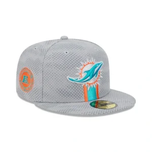 Caps* Miami Dolphins 2024 Sideline Gray 59FIFTY Fitted Hat - KTGCaps - Baseball caps for various teams, purchased online at a discount