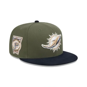 Caps* Miami Dolphins Olive Green 59FIFTY Fitted Hat - KTGCaps - Baseball caps for various teams, purchased online at a discount