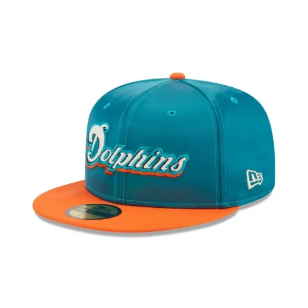 Store Miami Dolphins Satin 59FIFTY Fitted Hat - KTGCaps - Baseball caps for various teams, purchased online at a discount