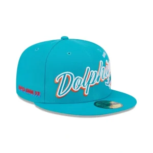 Caps* Miami Dolphins Script Sided 59FIFTY Fitted Hat - KTGCaps - Baseball caps for various teams, purchased online at a discount