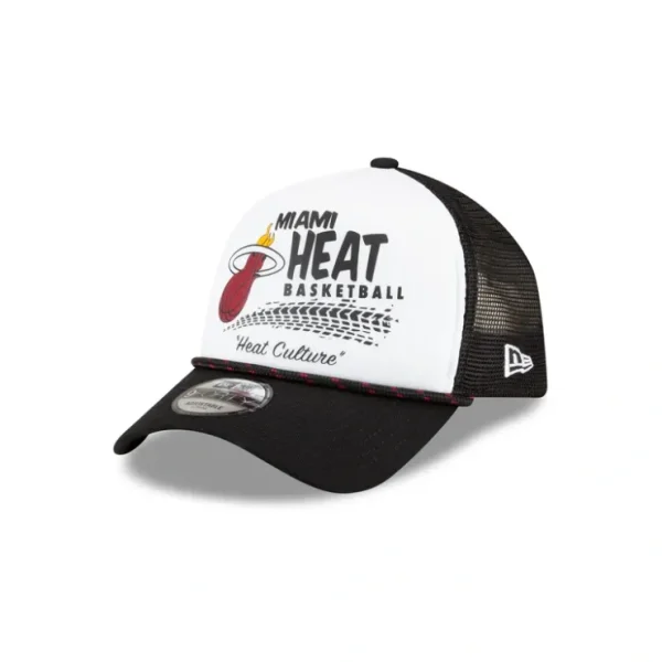 Caps* Miami Heat 2024 Rally Drive White 9FORTY AFrame Trucker Hat - KTGCaps - Baseball caps for various teams, purchased online at a discount
