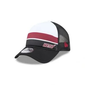 Caps* Miami Heat Color Block 9FORTY AFrame Trucker Snapback Hat - KTGCaps - Baseball caps for various teams, purchased online at a discount