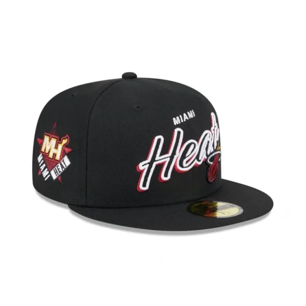 Caps* Miami Heat Script Sided 59FIFTY Fitted Hat - KTGCaps - Baseball caps for various teams, purchased online at a discount