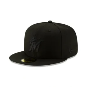 Caps* Miami Marlins 2019 Blackout Basic 59FIFTY Fitted Hat - KTGCaps - Baseball caps for various teams, purchased online at a discount