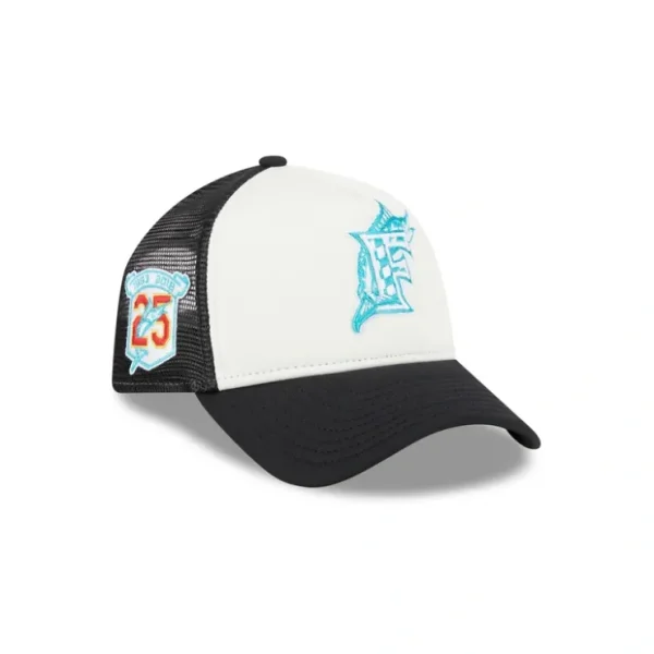 Caps* Miami Marlins Checkered Flag 9FORTY AFrame Trucker Hat - KTGCaps - Baseball caps for various teams, purchased online at a discount