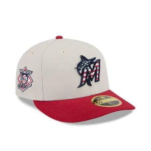 Caps* Miami Marlins Independence Day 2024 Low Profile 59FIFTY Fitted Hat - KTGCaps - Baseball caps for various teams, purchased online at a discount