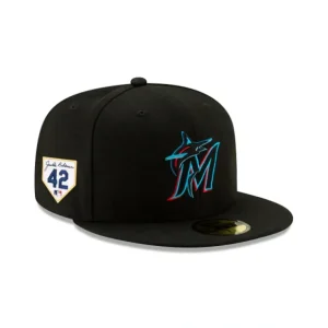 Caps* Miami Marlins Jackie Robinson Day 2024 59FIFTY Fitted Hat - KTGCaps - Baseball caps for various teams, purchased online at a discount