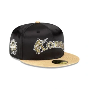 Caps* Miami Marlins Metallic Gold 59FIFTY Fitted Hat - KTGCaps - Baseball caps for various teams, purchased online at a discount
