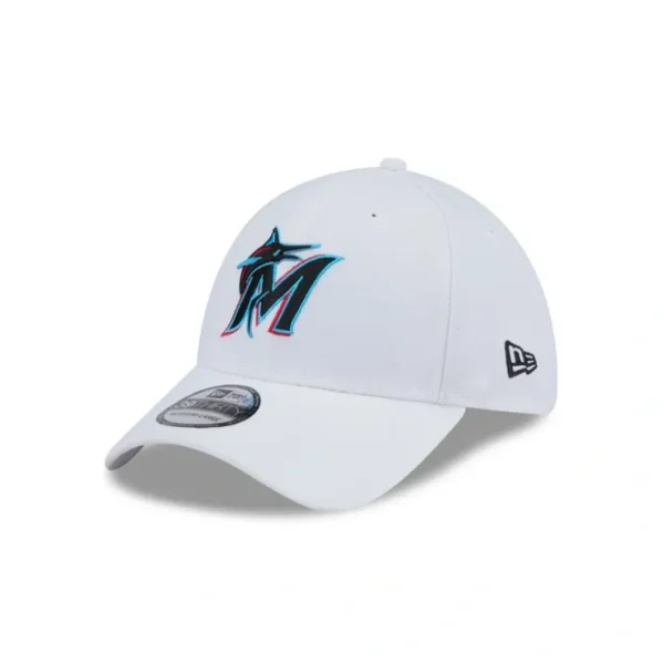 Caps* Miami Marlins Optic White 39THIRTY Stretch Fit Hat - KTGCaps - Baseball caps for various teams, purchased online at a discount