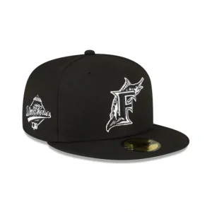 Caps* Miami Marlins Sidepatch Black 59FIFTY Fitted Hat - KTGCaps - Baseball caps for various teams, purchased online at a discount