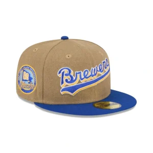 New Milwaukee Brewers Canvas Crown 59FIFTY Fitted Hat - KTGCaps - Baseball caps for various teams, purchased online at a discount