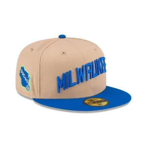Store Milwaukee Bucks 2023 City Edition Alt 2 59FIFTY Fitted Hat - KTGCaps - Baseball caps for various teams, purchased online at a discount