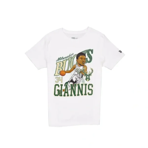 Caps* Milwaukee Bucks Giannis Antetokounmpo Caricature TShirt - KTGCaps - Baseball caps for various teams, purchased online at a discount