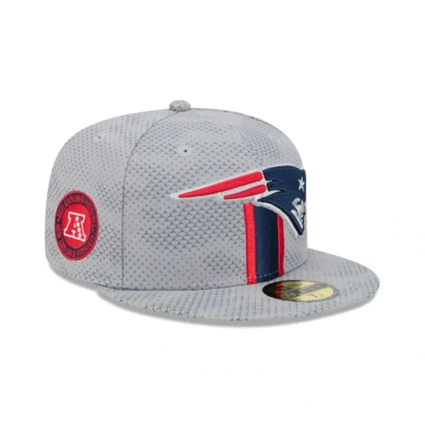 Caps* New England Patriots 2024 Sideline Gray 59FIFTY Fitted Hat - KTGCaps - Baseball caps for various teams, purchased online at a discount