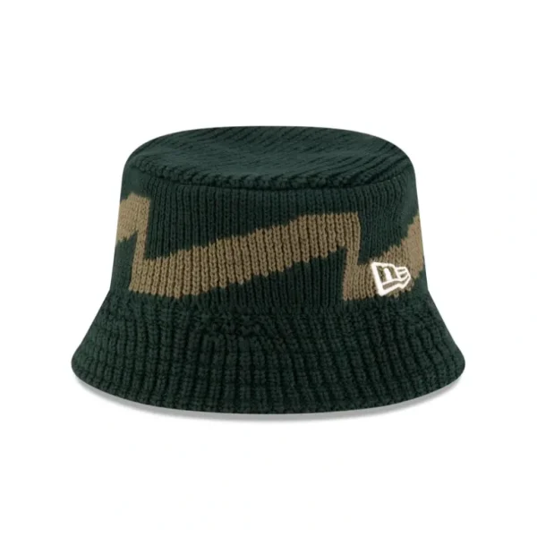 Shop New Era Cap Knit Hat Pattern Dark Green Bucket Hat - KTGCaps - Baseball caps for various teams, purchased online at a discount
