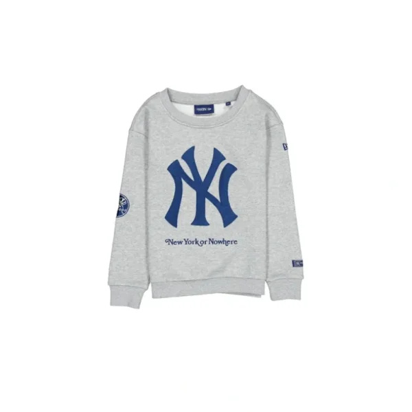 Hot New York or Nowhere x New York Yankees Gray Youth Crewneck - KTGCaps - Baseball caps for various teams, purchased online at a discount