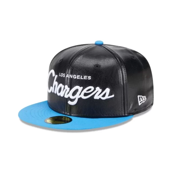 Caps* Los Angeles Chargers Faux Leather Crown 59FIFTY Fitted Hat - KTGCaps - Baseball caps for various teams, purchased online at a discount