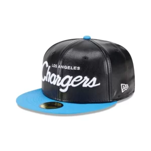 Caps* Los Angeles Chargers Faux Leather Crown 59FIFTY Fitted Hat - KTGCaps - Baseball caps for various teams, purchased online at a discount