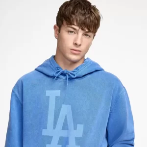 Caps* Los Angeles Dodgers Pigment Logo Blue Quartz Hoodie - KTGCaps - Baseball caps for various teams, purchased online at a discount