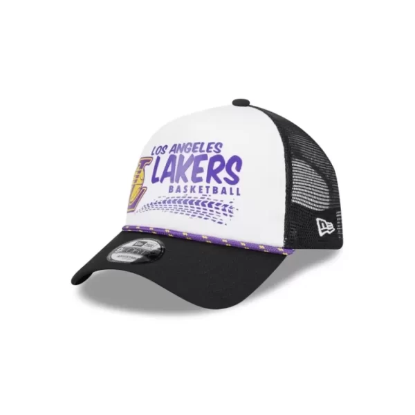 Caps* Los Angeles Lakers 2024 Rally Drive White 9FORTY AFrame Trucker Hat - KTGCaps - Baseball caps for various teams, purchased online at a discount