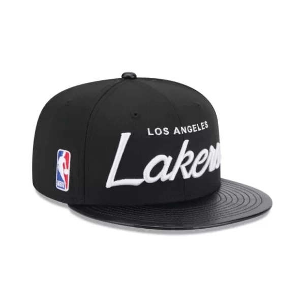Caps* Los Angeles Lakers Faux Leather Visor 9FIFTY Snapback Hat - KTGCaps - Baseball caps for various teams, purchased online at a discount