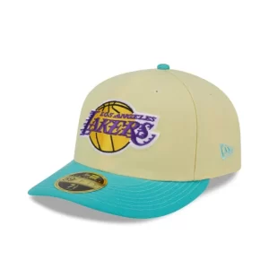 Caps* Los Angeles Lakers Soft Yellow Low Profile 59FIFTY Fitted Hat - KTGCaps - Baseball caps for various teams, purchased online at a discount