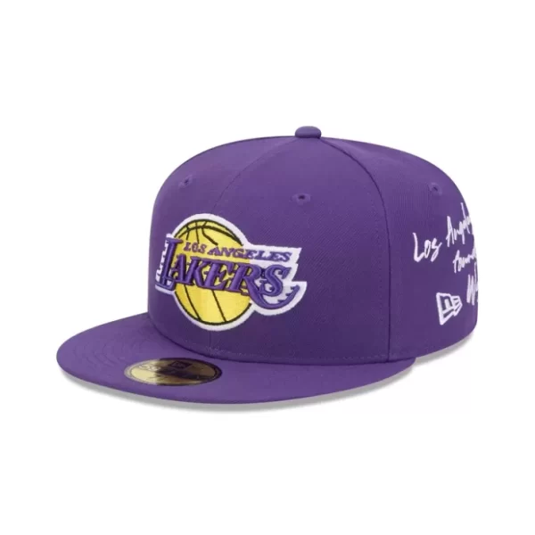 Caps* Los Angeles Lakers Team Verbiage 59FIFTY Fitted Hat - KTGCaps - Baseball caps for various teams, purchased online at a discount