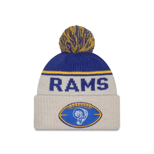 Caps* Los Angeles Rams 2024 Cold Weather Historic Pom Knit Hat - KTGCaps - Baseball caps for various teams, purchased online at a discount