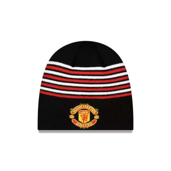 Caps* Manchester United Stripe Black Knit Beanie Hat - KTGCaps - Baseball caps for various teams, purchased online at a discount
