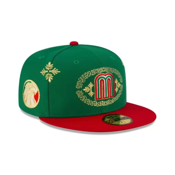 Caps* Mexico Baseball Green Charro 59FIFTY Fitted Hat - KTGCaps - Baseball caps for various teams, purchased online at a discount