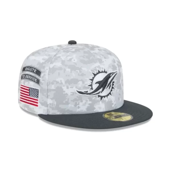Caps* Miami Dolphins 2024 Salute to Service 59FIFTY Fitted Hat - KTGCaps - Baseball caps for various teams, purchased online at a discount