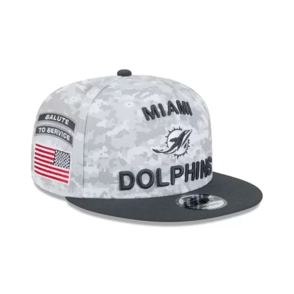 Caps* Miami Dolphins 2024 Salute to Service 9FIFTY Snapback Hat - KTGCaps - Baseball caps for various teams, purchased online at a discount