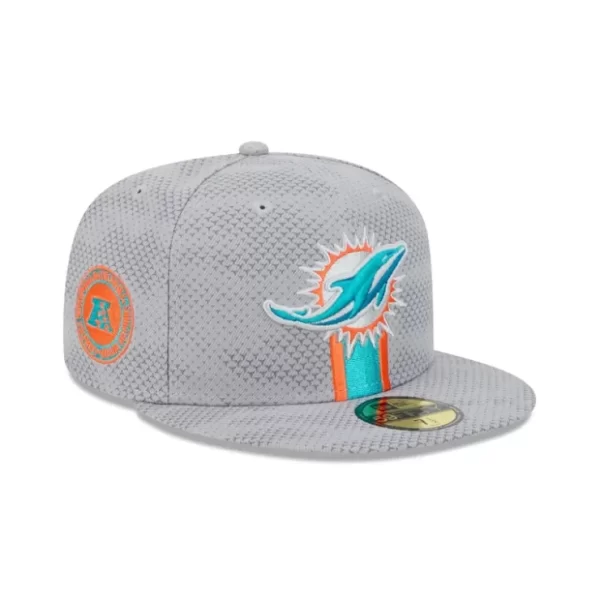 Caps* Miami Dolphins 2024 Sideline Gray 59FIFTY Fitted Hat - KTGCaps - Baseball caps for various teams, purchased online at a discount