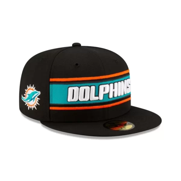 Caps* Miami Dolphins 2024 Sideline Black 59FIFTY Fitted Hat - KTGCaps - Baseball caps for various teams, purchased online at a discount