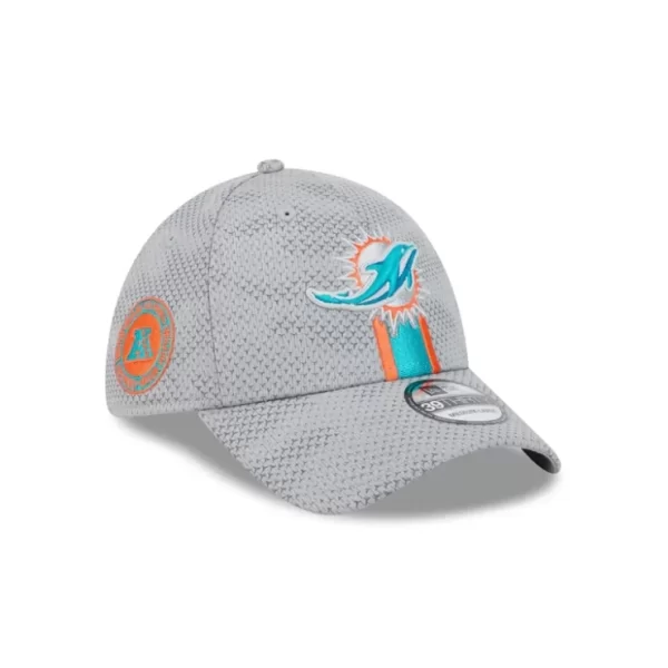 Caps* Miami Dolphins 2024 Sideline Gray 39THIRTY Stretch Fit Hat - KTGCaps - Baseball caps for various teams, purchased online at a discount