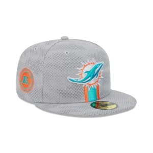 Caps* Miami Dolphins 2024 Sideline Gray 59FIFTY Fitted Hat - KTGCaps - Baseball caps for various teams, purchased online at a discount