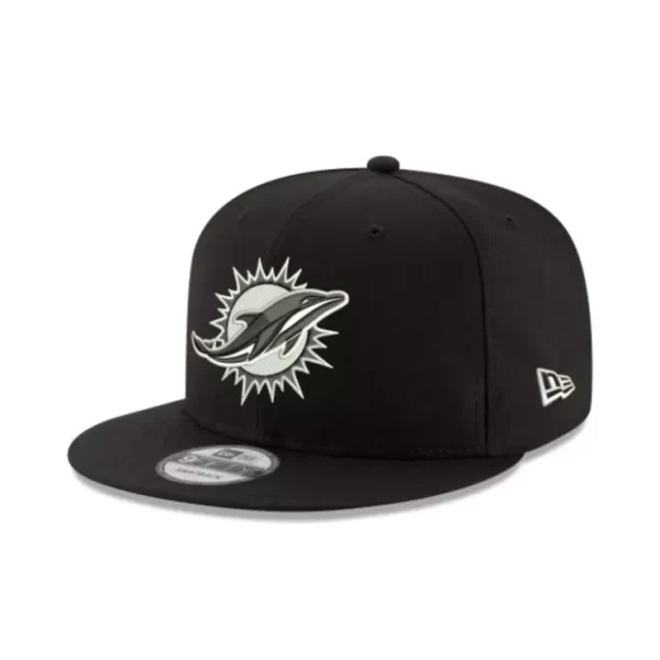 Caps* Miami Dolphins Black and White 9FIFTY Snapback Hat - KTGCaps - Baseball caps for various teams, purchased online at a discount