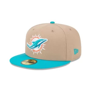 Caps* Miami Dolphins Camel 59FIFTY Fitted Hat - KTGCaps - Baseball caps for various teams, purchased online at a discount