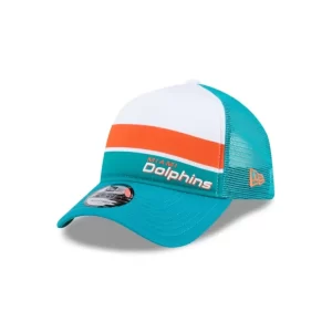 Caps* Miami Dolphins Color Block 9FORTY AFrame Trucker Snapback Hat - KTGCaps - Baseball caps for various teams, purchased online at a discount