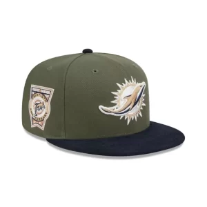 Caps* Miami Dolphins Olive Green 59FIFTY Fitted Hat - KTGCaps - Baseball caps for various teams, purchased online at a discount